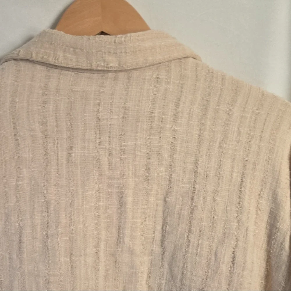 Free People Womens Beige Open Front Textured Collared Jacket Size SMALL